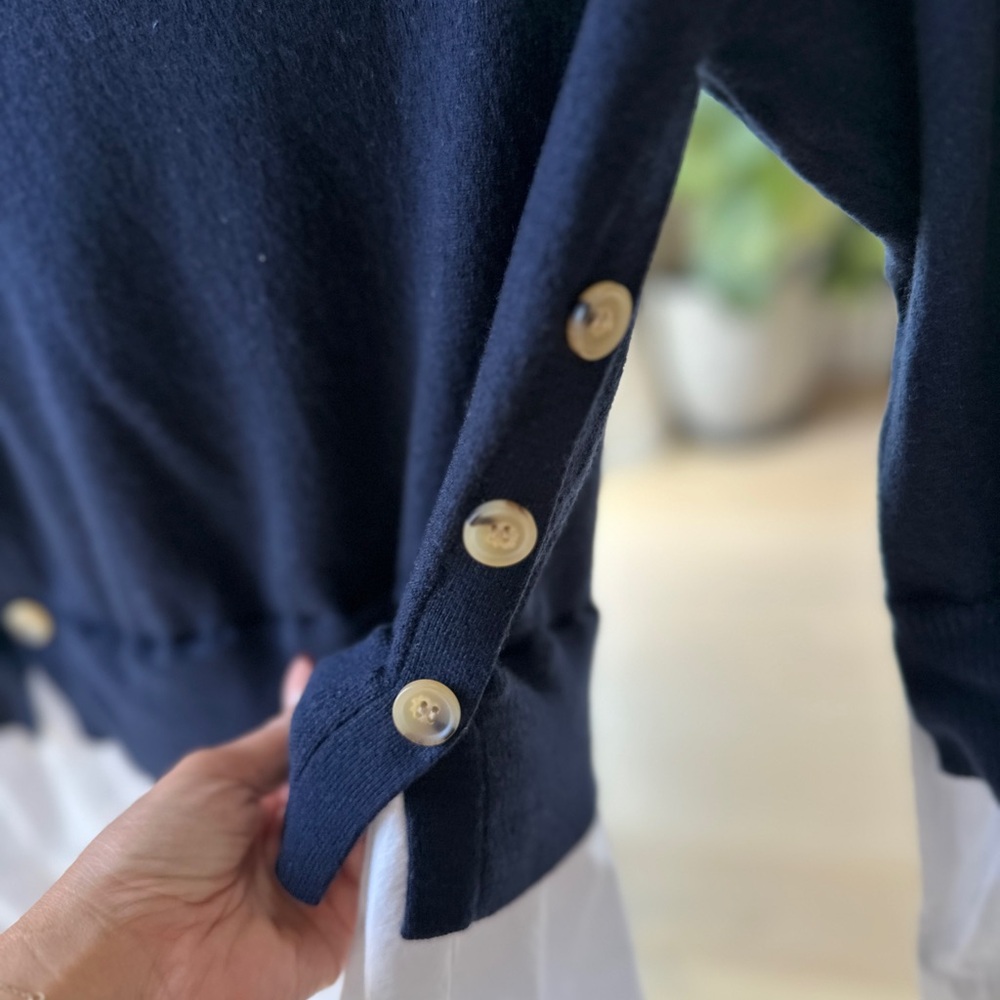 Veronica Beard dark blue and White Mixed Media Sweater - Picture 4 of 13